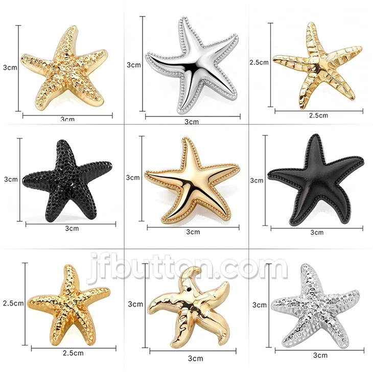 Metal Gold Star Shank Button high quality
